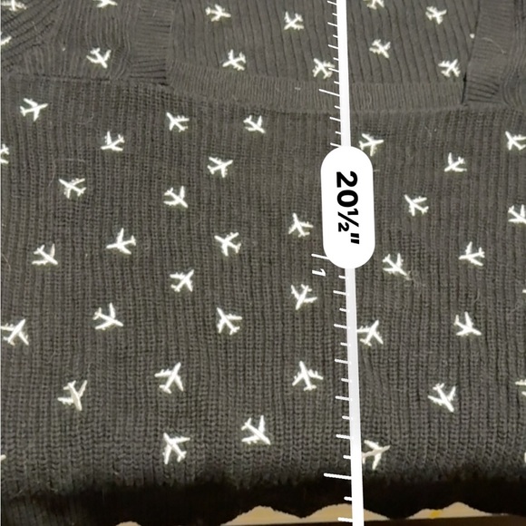 Maeve/Anthropologie Black Sweater with White airplane Accents - Picture 8 of 8
